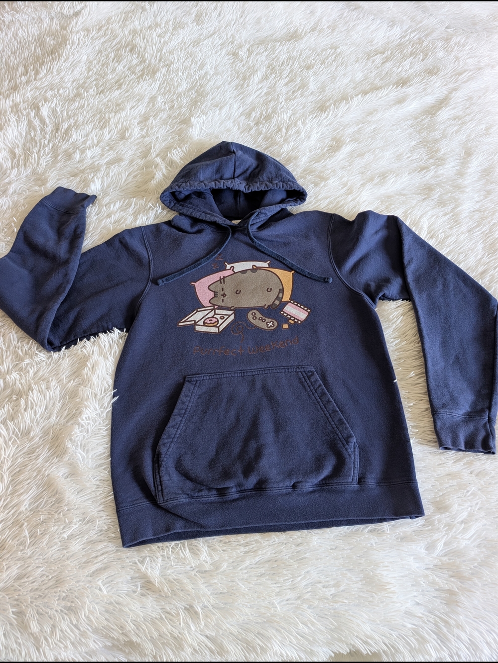 Navy Pusheen Graphic Pullover Hoodie
